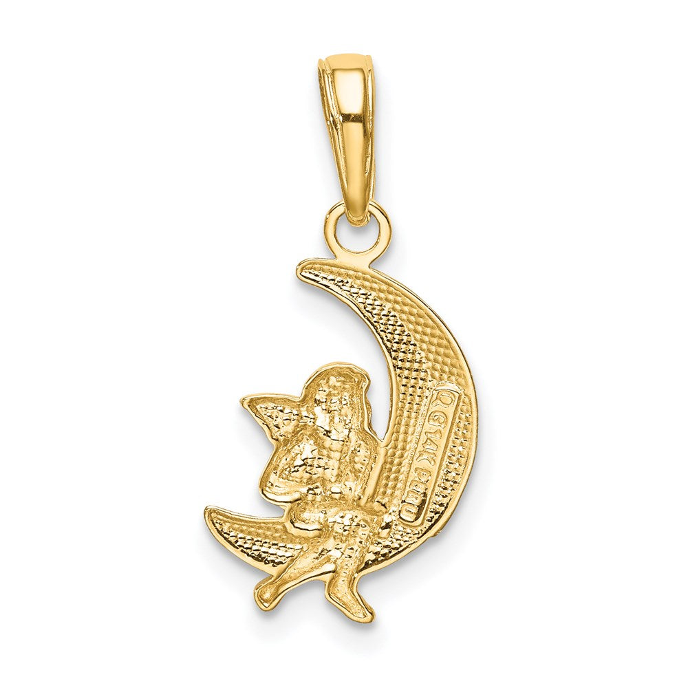 and Rhodium Polished Moon with Angel Pendant - WBC