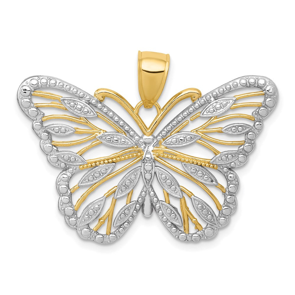 and Rhodium Filigree Butterfly Pendant - WBC