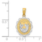 Two-tone and Rhodium Solid Spanish Baptism Mi Bautizo Oval Pendant - WBC