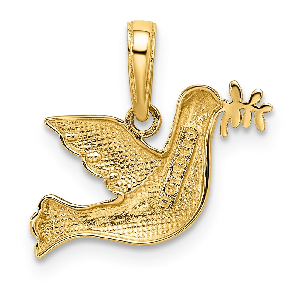 and Rhodium Polished Diamond-cut Dove Charm - WBC