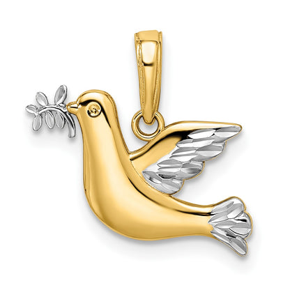 and Rhodium Polished Diamond-cut Dove Charm - WBC