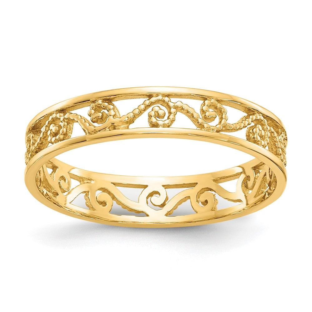 Polished and Textured Scroll Filigree Band - WBC