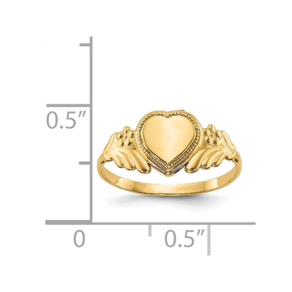 Polished Closed Back Childs Heart Signet Ring - WBC