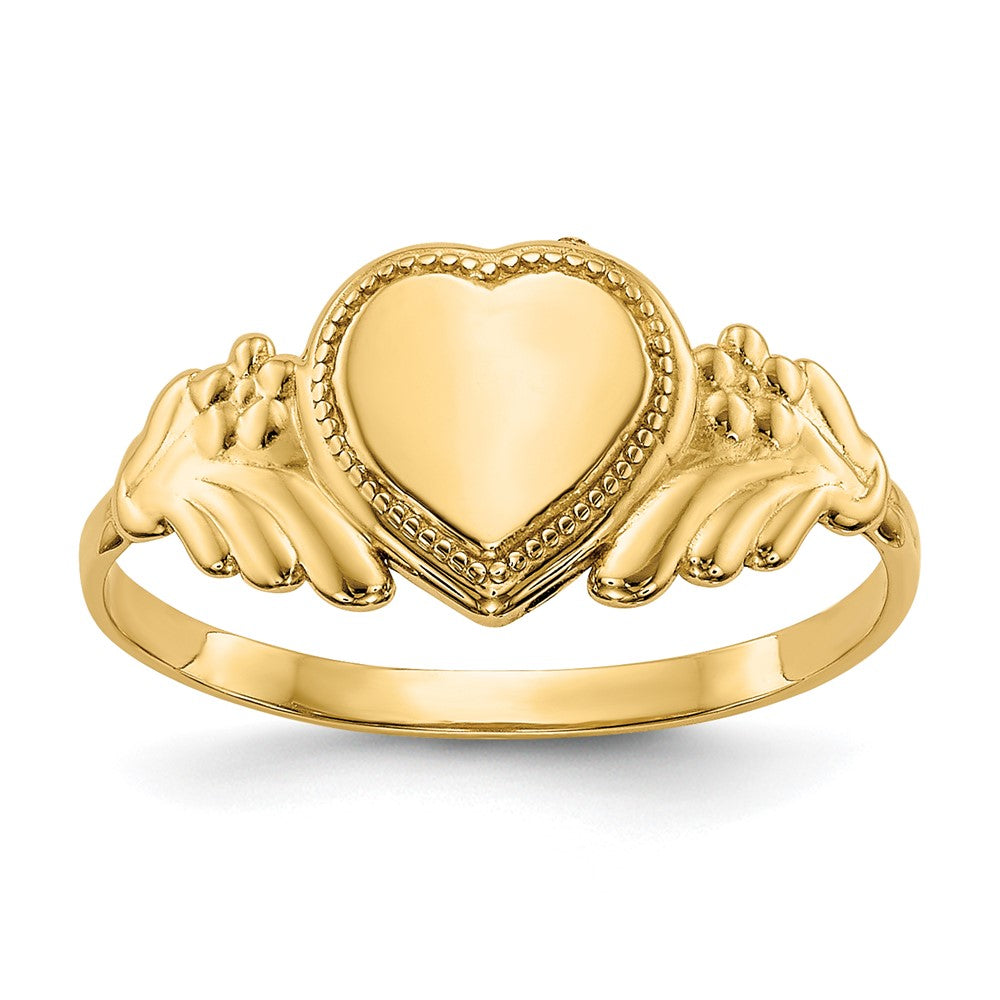Polished Closed Back Childs Heart Signet Ring - WBC