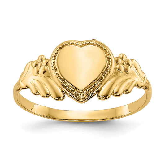 Polished Closed Back Childs Heart Signet Ring - WBC