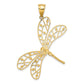 and Rhodium Polished Diamond-cut Filigree Dragonfly Pendant - WBC