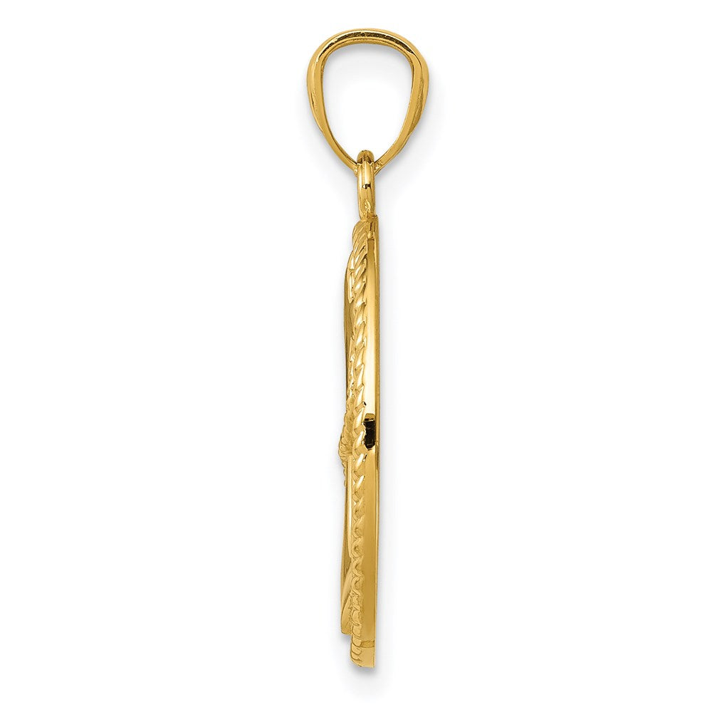Polished Anchor with Rope Oval Pendant - WBC