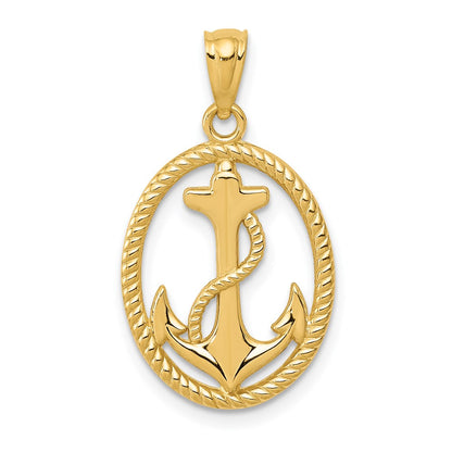 Polished Anchor with Rope Oval Pendant - WBC