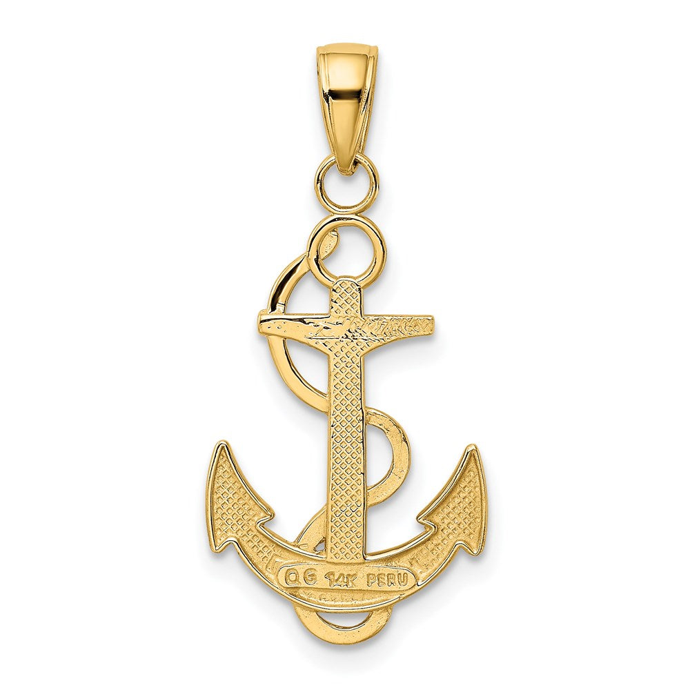 Polished Anchor with Textured Rope Pendant - WBC