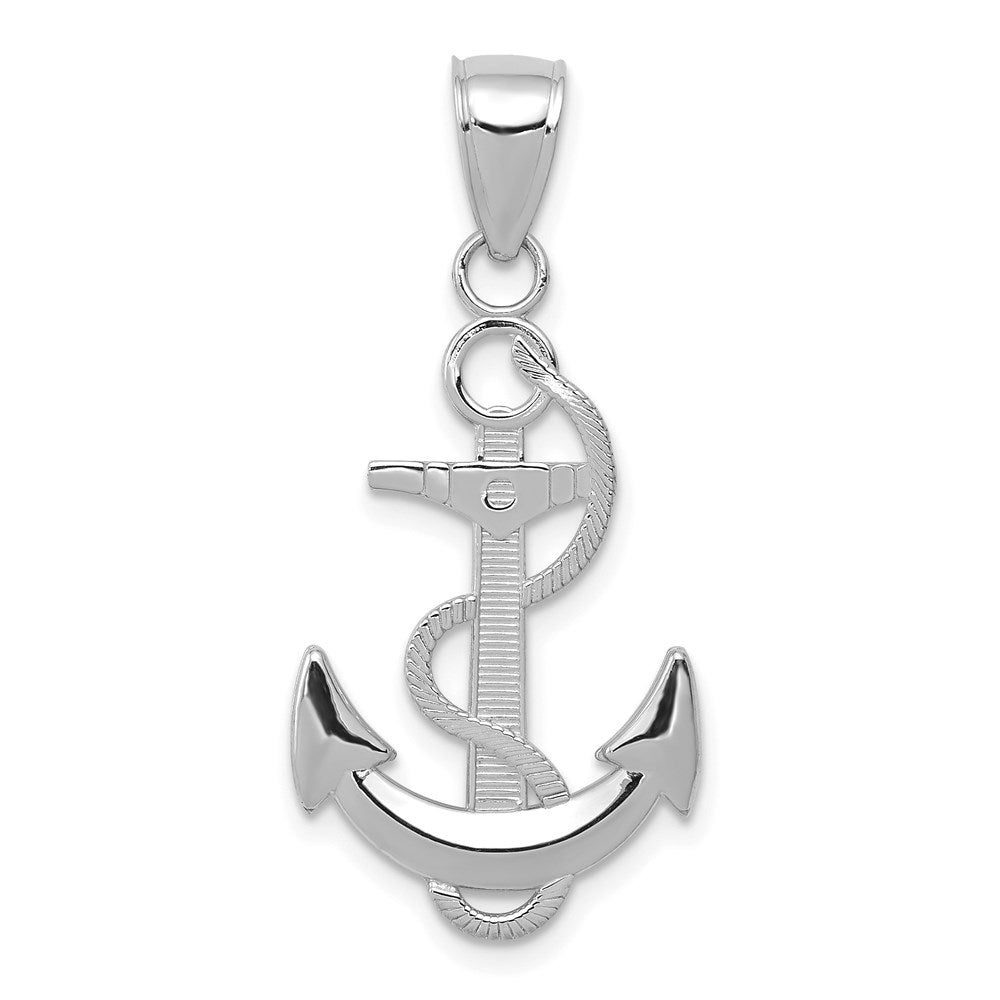 Polished Anchor with Textured Rope Pendant - WBC