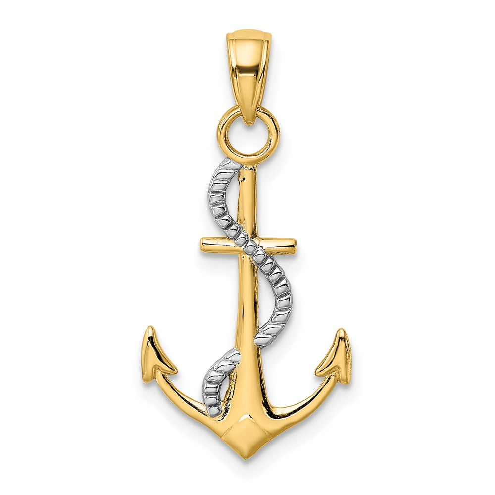 Two-tone Polished Anchor with Rope Pendant - WBC