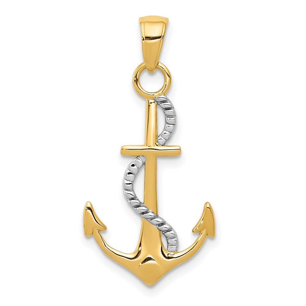 Two-tone Polished Anchor with Rope Pendant - WBC