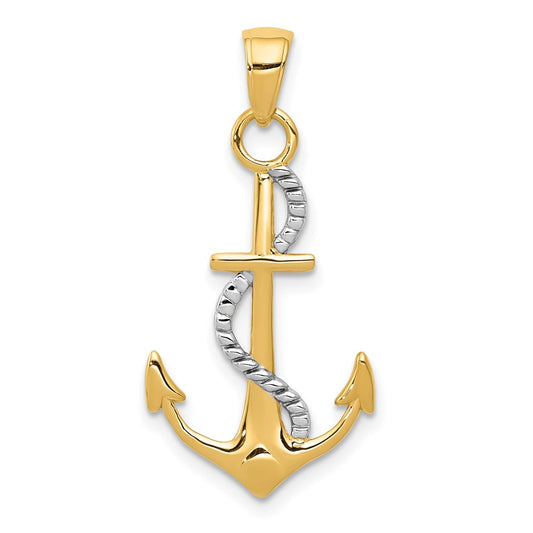 Two-tone Polished Anchor with Rope Pendant - WBC