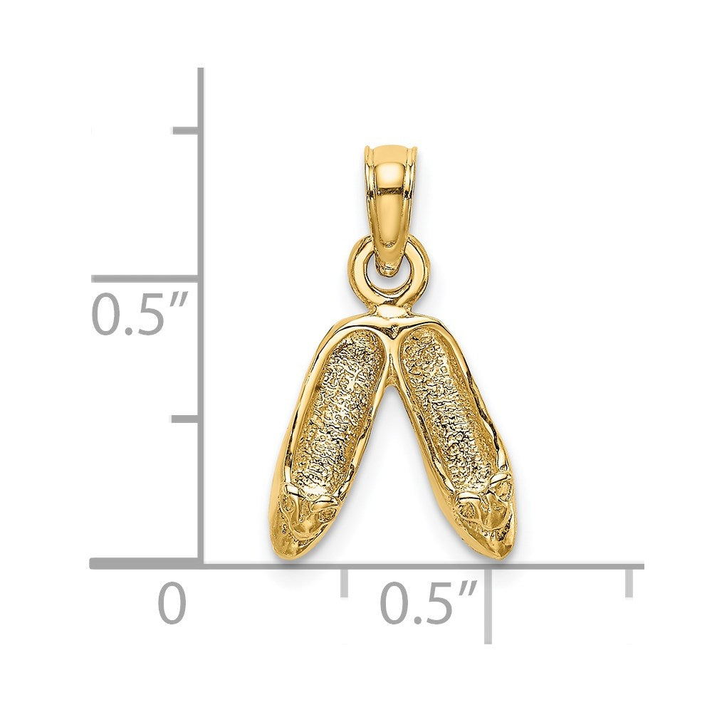 3-D Polished Textured Ballerina Slippers Charm - WBC