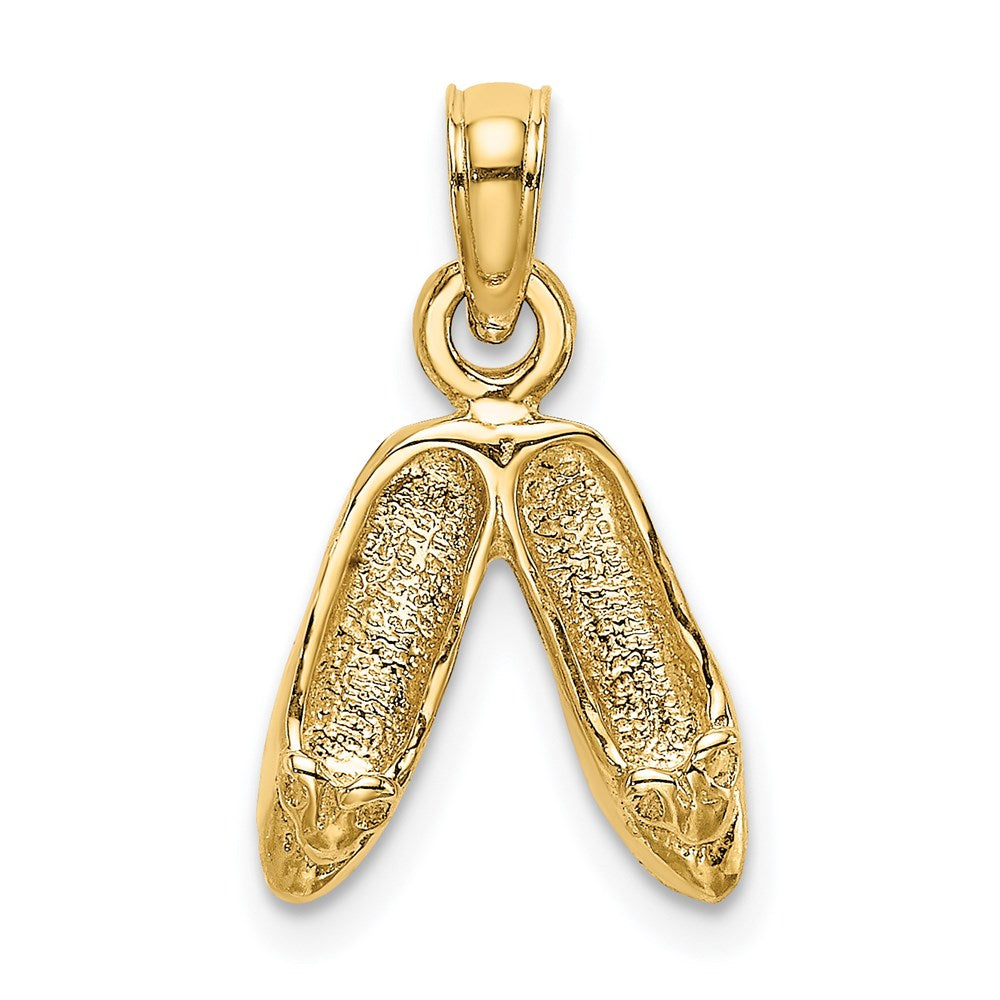 3-D Polished Textured Ballerina Slippers Charm - WBC