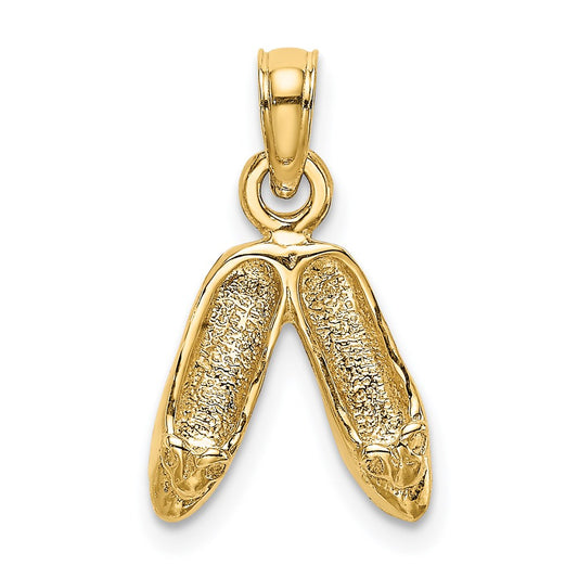 3-D Polished Textured Ballerina Slippers Charm - WBC