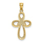 Two-tone Polished Pink Ribbon Cross Pendant - WBC