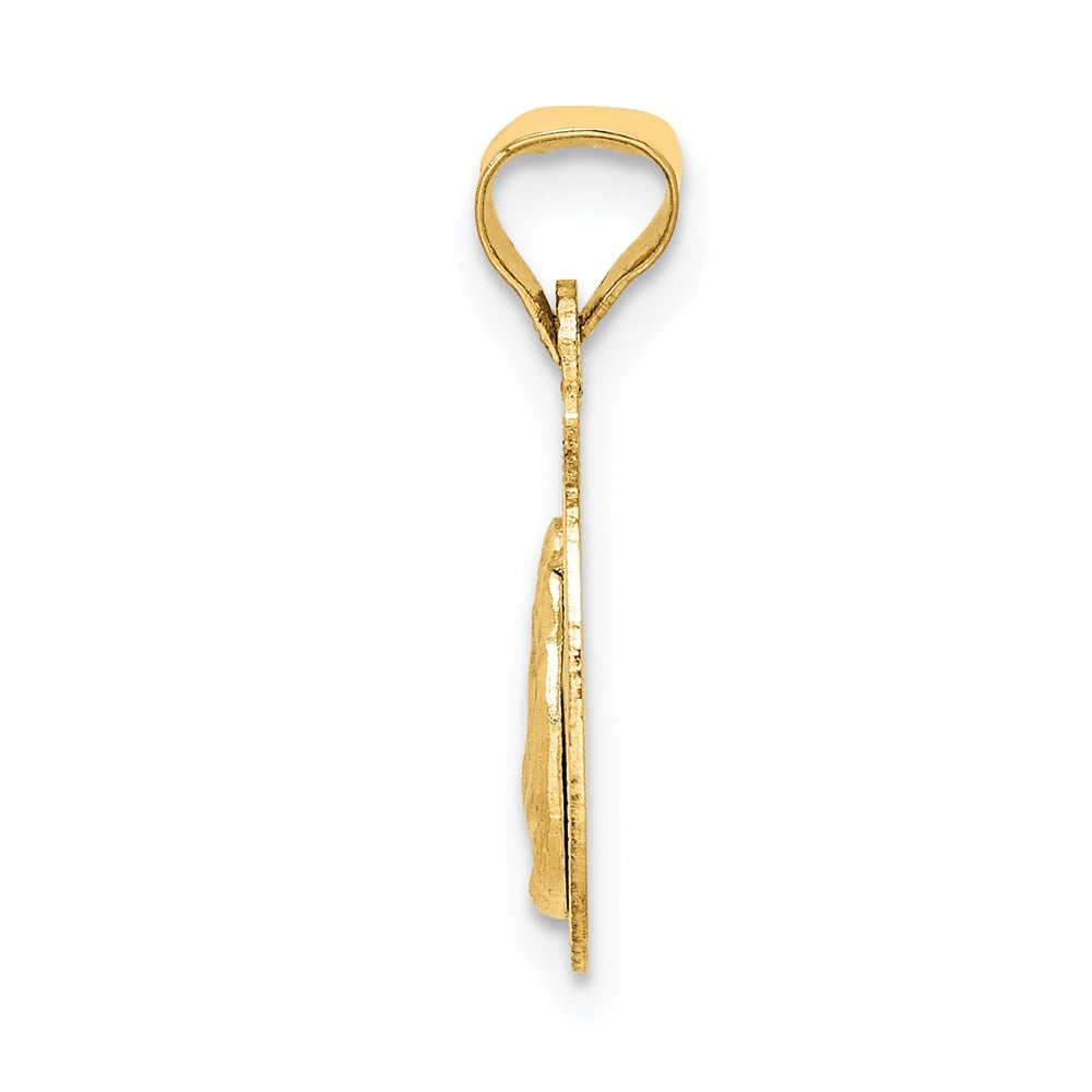 with and Rhodium Diamond-cut Baptism Round Pendant - WBC
