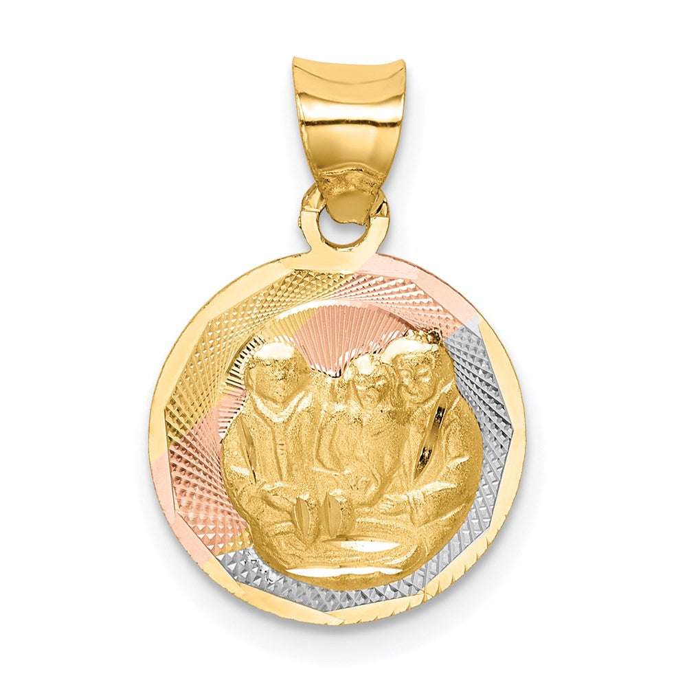 with and Rhodium Diamond-cut Baptism Round Pendant - WBC
