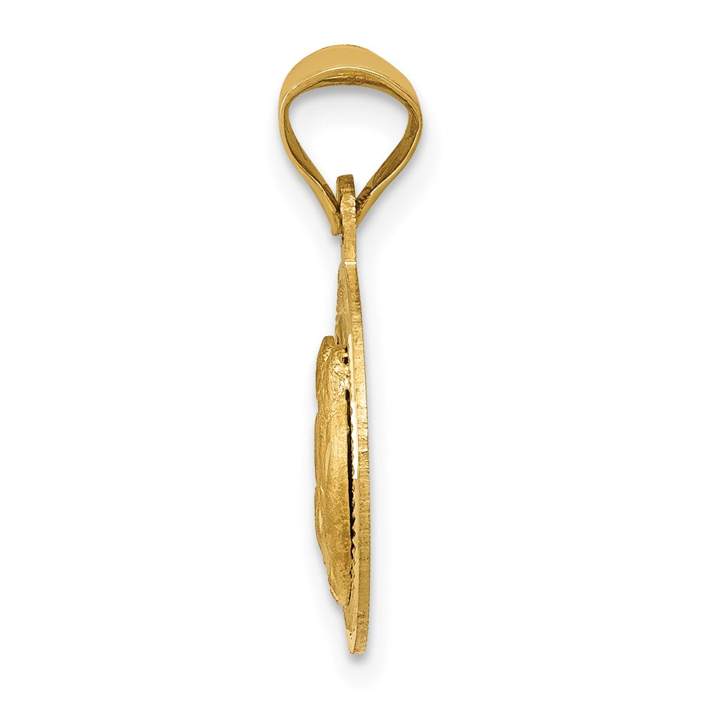 Polished and Diamond-cut Baptism Round Pendant - WBC
