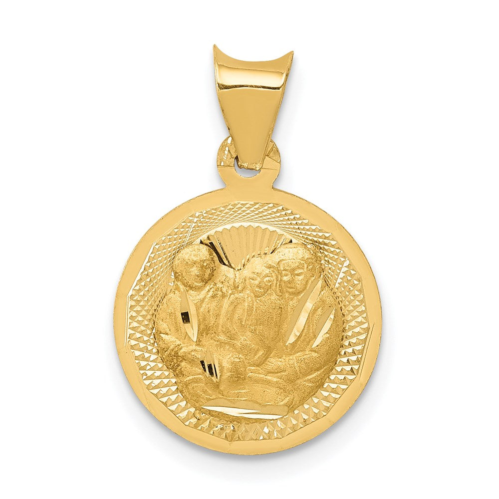 Polished and Diamond-cut Baptism Round Pendant - WBC