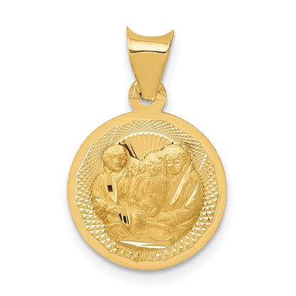 Polished and Diamond-cut Baptism Round Pendant - WBC
