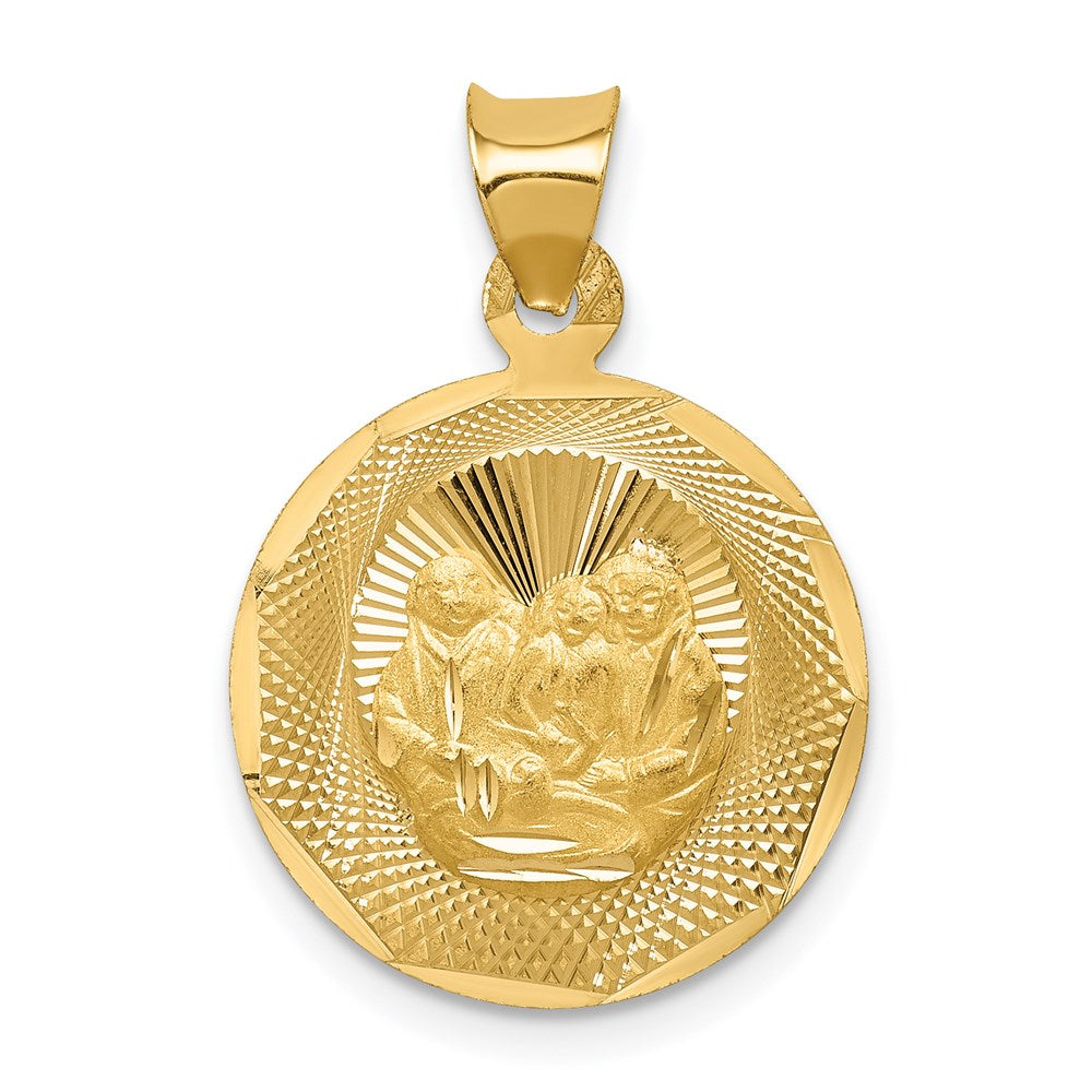 Polished and Diamond-cut Baptism Round Pendant - WBC