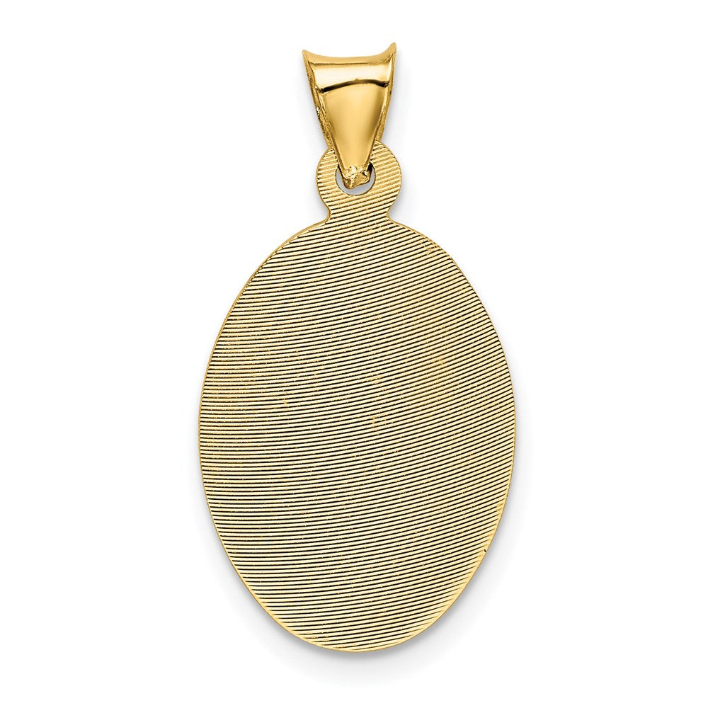 with and Rhodium Diamond-cut Baptism Oval Pendant - WBC