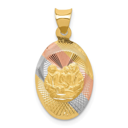 with and Rhodium Diamond-cut Baptism Oval Pendant - WBC