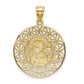 Polished Diamond-cut Angel Medal Round Pendant - WBC