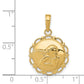 Polished Angel On Round Scallop Frame Pendant - WBC
