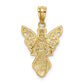 and Rhodium Polished and Textured Angel Pendant - WBC