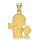 and Rhodium Diamond-cut Girl Communion Semi-solid Pendant - WBC