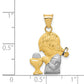 and Rhodium Diamond-cut Girl Communion Semi-solid Pendant - WBC