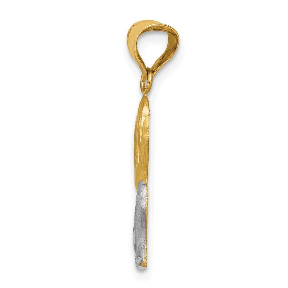 and Rhodium Diamond-cut Boy Communion Semi-solid Pendant - WBC