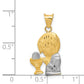 and Rhodium Diamond-cut Boy Communion Semi-solid Pendant - WBC
