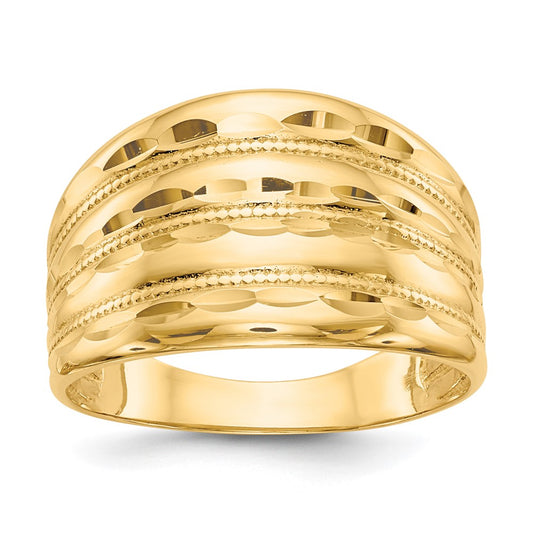 Polished Diamond-cut Four Ridge Fashion Dome Ring - WBC