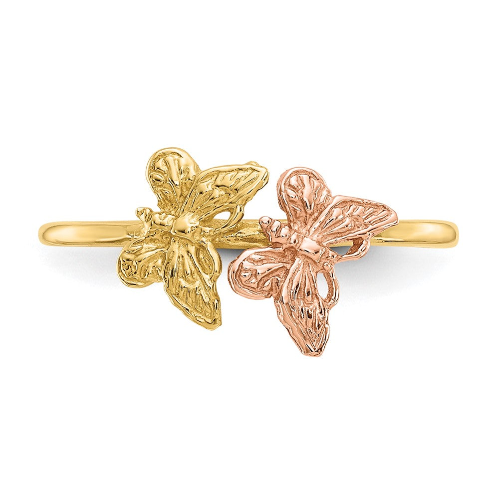 Two-Tone Polished Two Butterflies Ring - WBC