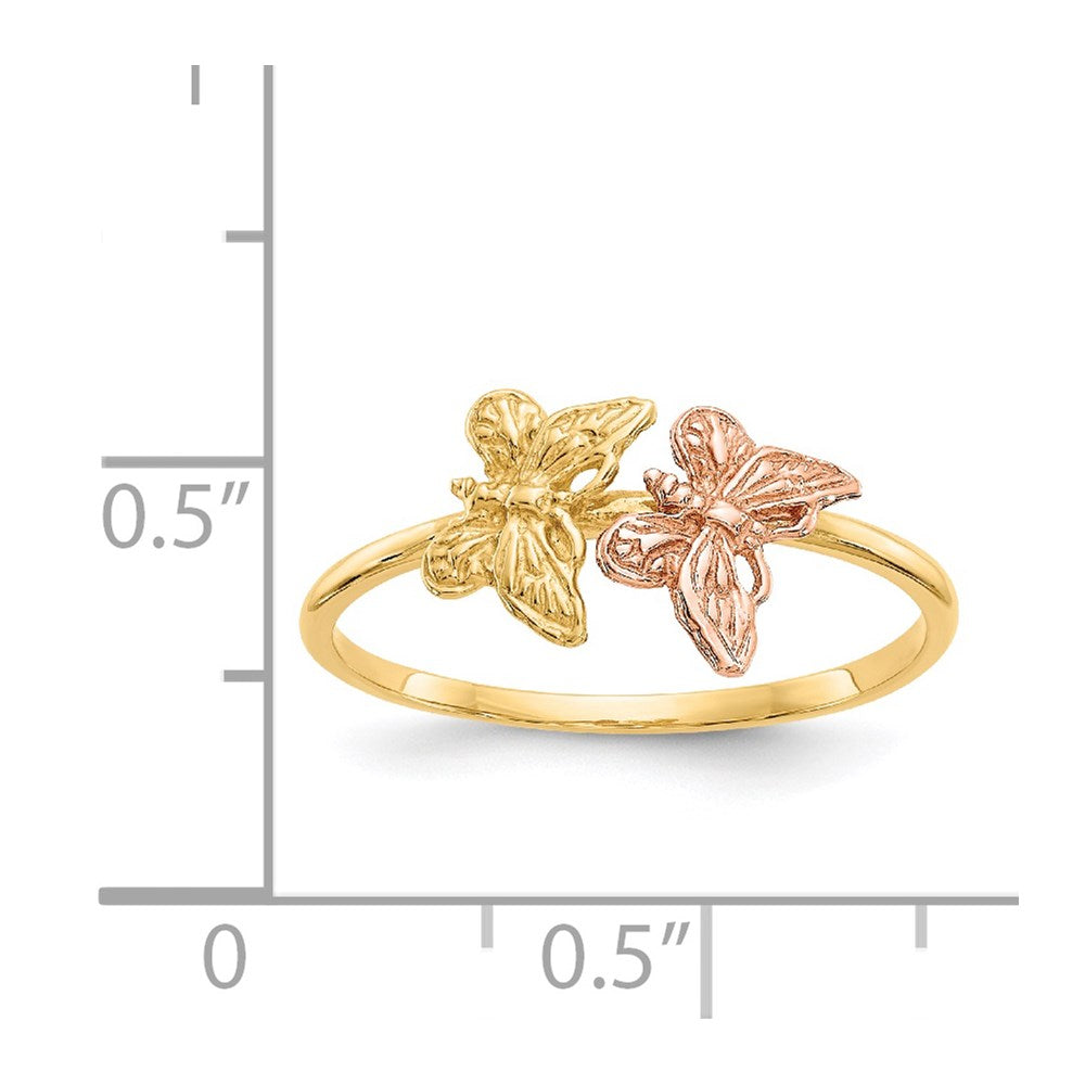 Two-Tone Polished Two Butterflies Ring - WBC