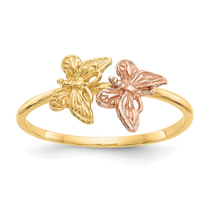 Two-Tone Polished Two Butterflies Ring - WBC