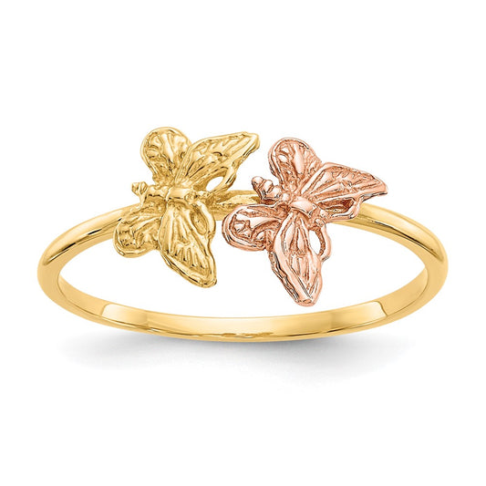Two-Tone Polished Two Butterflies Ring - WBC