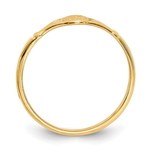 Polished Oval Flower Baby / Childs Ring - WBC