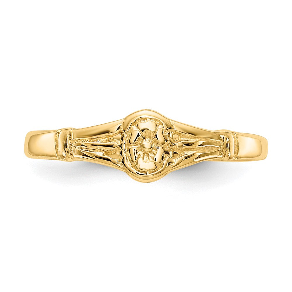 Polished Oval Flower Baby / Childs Ring - WBC