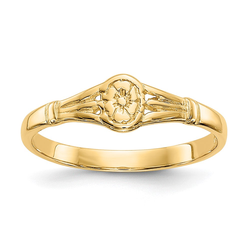 Polished Oval Flower Baby / Childs Ring - WBC
