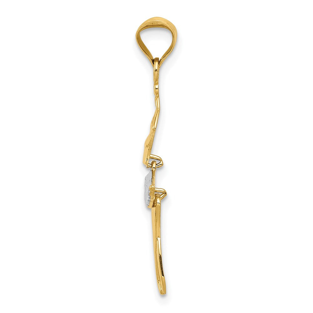 and Rhodium Polished Dancer with Moveable Skirt and Legs Pendant - WBC