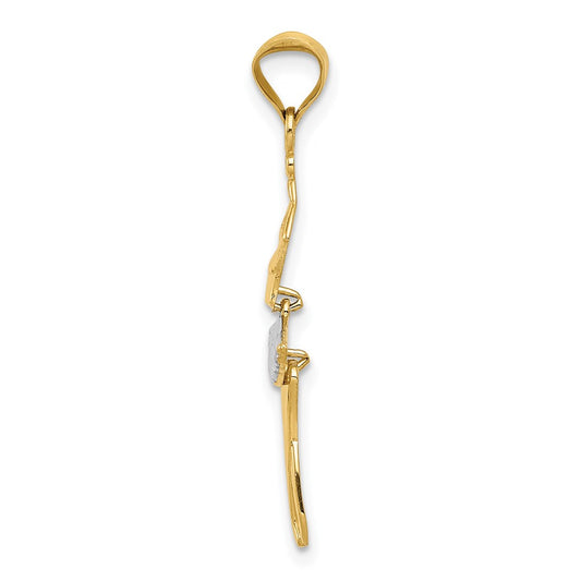 and Rhodium Polished Dancer with Moveable Skirt and Legs Pendant - WBC