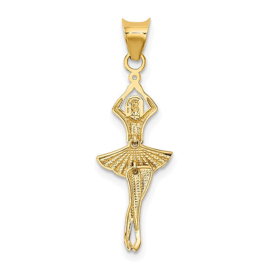 14K Gold Concerto Polished Dancer with Moveable Skirt & Legs Pendant