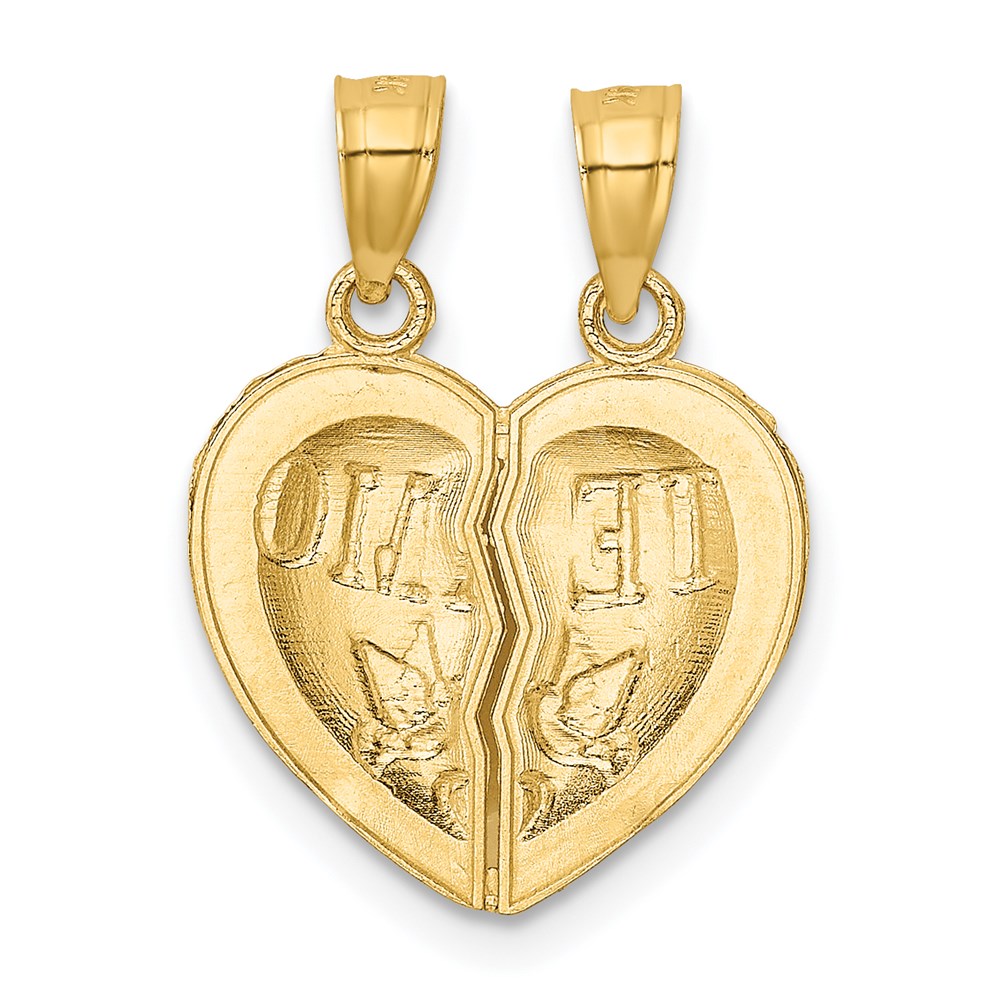 Two-piece Break-Apart Diamond-cut TE AMO Heart Pendants - WBC