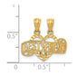 14K Gold Caro Diamond-cut 2-Piece Break-Apart Best Friend Heart Pendant, 19mm
