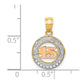 Two-tone with Rhodium CZ 15 in Circle Pendant - WBC